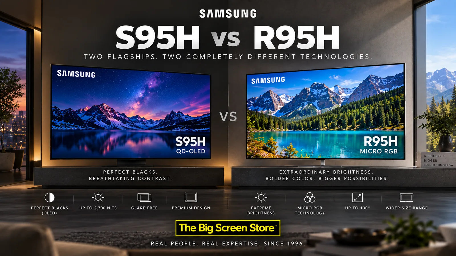 Samsung S95H OLED vs R95H Micro RGB (2026): Flagship Face-Off