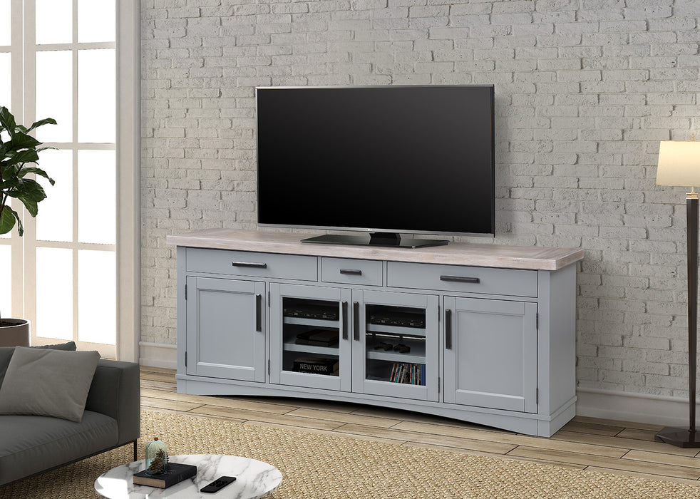 Parker House Americana Modern - Dove/Grey 76 in. TV Console with Power Center