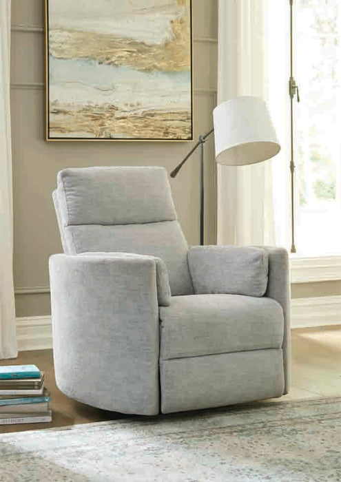 Radius swivel recliner with power recline and power headrest