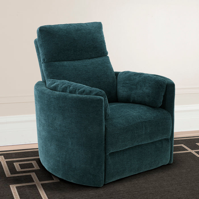 Radius swivel recliner with power recline and power headrest- Peacock