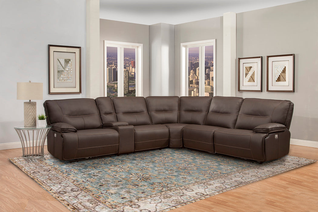 Spartacus 6-piece power reclining sectional- Chocolate