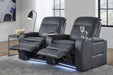 Palliser Vertex 41470 home theater seating in Evoque Atlantic leather reclined lifestyle